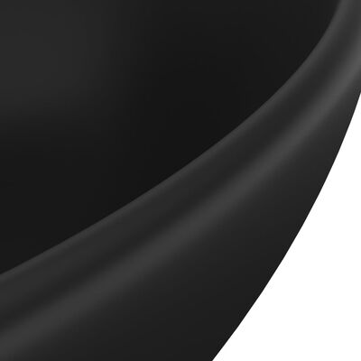vidaXL izlietne, ovāla forma, 40x33 cm, matēta melna keramika
