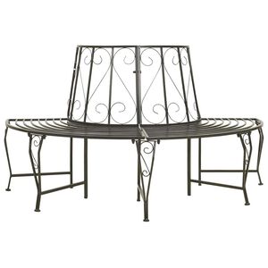 vidaXL pusapaļ&scaron; dārza sols, uzstādāms ap koku, 160 cm, tērauds