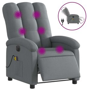 vidaXL elektrisks masāžas krēsls, atgāžams, tum&scaron;i pelēks audums
