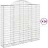 vidaXL arkveida gabiona grozi, 14gb., 200x50x180/200cm, cinkota dzelzs