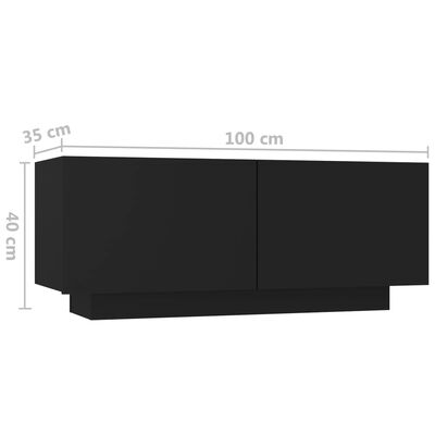 vidaXL naktsskapītis, 100x35x40 cm, melns, skaidu plāksne