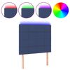 vidaXL gultas galvgalis ar LED, 80x5x118/128 cm, zils audums