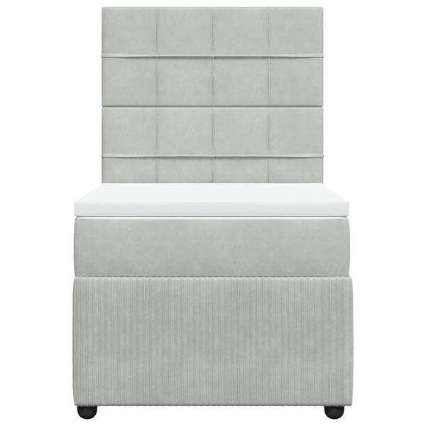 vidaXL atsperu gulta ar matraci, gai&scaron;i pelēka samts, 90x200 cm