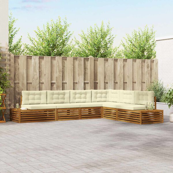 vidaXL Āra dīvānu komplekts ar spilvenu 6 Gabals Dabisks un krējuma