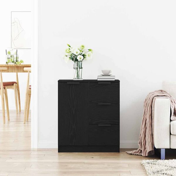 vidaXL Puse Melns ozolkoks 60 x 30 x 70 cm Inženierijas koks