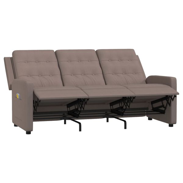 vidaXL trīsvietīgs masāžas dīvāns, atgāžams, pelēkbrūns audums