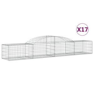 vidaXL arkveida gabiona grozi, 17 gb., 300x50x40/60 cm, cinkota dzelzs