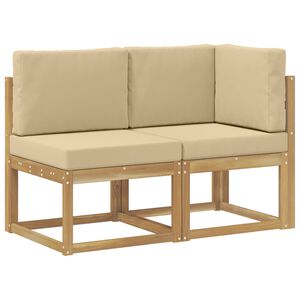 vidaXL Āra vidējais un stūrī eso&scaron;s dīvāns ar spilvenu 2 Gabals Balts