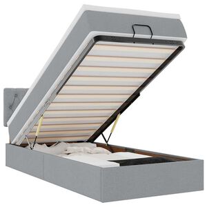 vidaXL Osmaņu gultas rāmis ar matraci gai&scaron;i pelēks 80x200cm audums