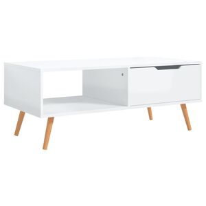vidaXL kafijas galdiņ&scaron;, spīdīgi balta, 100x49,5x43 cm
