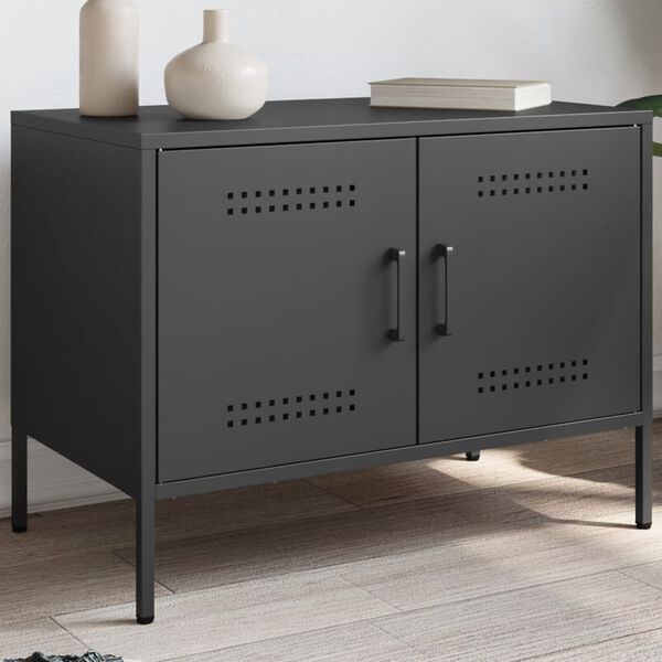 vidaXL TV skapītis, melns, 68x39x50,5 cm, tērauds