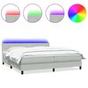 vidaXL atsperu gulta ar matraci, LED, Gai&scaron;i pelēks 200x220 cm samts