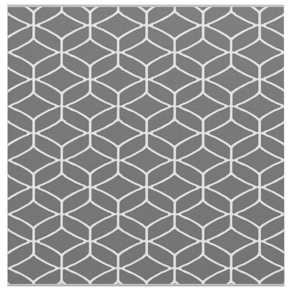 vidaXL Āra paklājs Ģeometriskais ARAKIL Pelēka un balta 300 x 300 cm