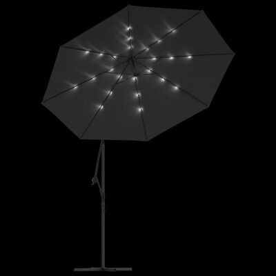 vidaXL saulessargs ar LED gaismām un tērauda kātu, 300 cm, pelēks