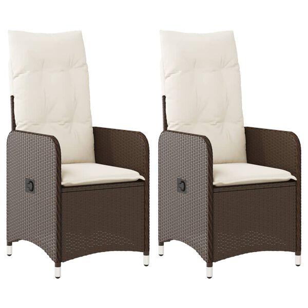 vidaXL dārza krēsli, 2 gab., ar matračiem, PE rotangpalma, brūni