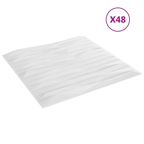 vidaXL Sienas paneļi 48 pcs Baltais akmens 50 x 50 cm XPS Putu