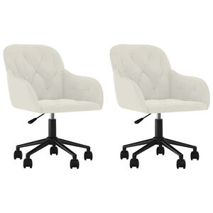 vidaXL grozāmi virtuves krēsli, 2 gab., krēmkrāsas samts