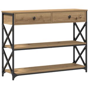vidaXL Konsoles galds ar atvilktni amatnieku ozola 100 x 28 x 75 cm