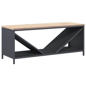 vidaXL malkas plaukts ar koka virsmu, antracīts, 100,5x35,5x40 cm