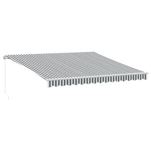 vidaXL manuāli izvelkama nojume, pelēka un balta, 400x350 cm