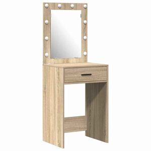 vidaXL Dressing galds ar spoguļa gaismām 3 pcs Brūna Inženierijas koks