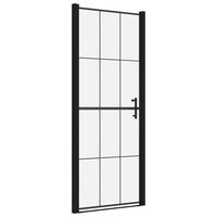 vidaXL dušas durvis, rūdīts stikls, 81x195 cm, melnas