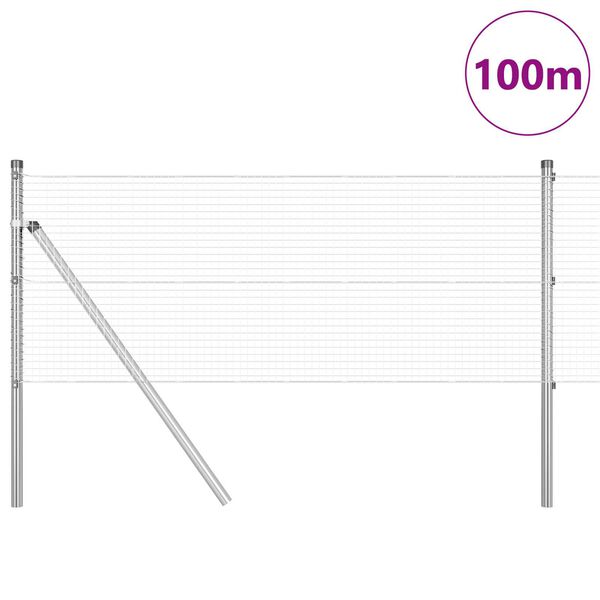 vidaXL Žoga āķis Sudraba 100 x 0,5 m (19 x 19 mm siets) Tērauds
