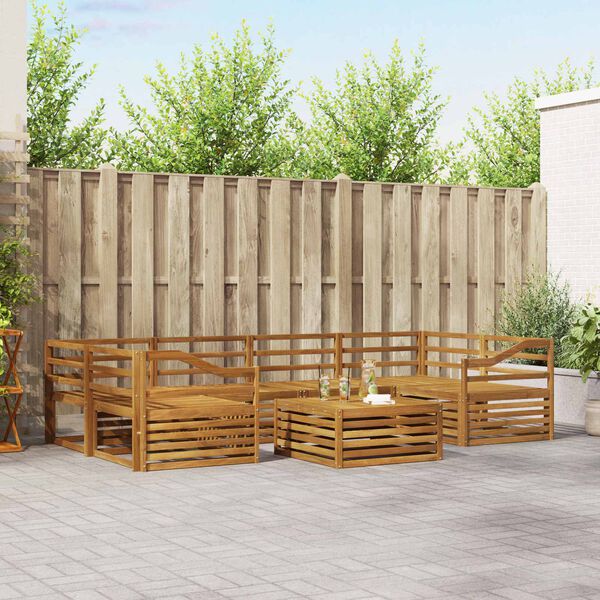 vidaXL Āra dīvānu komplekts 7 pcs Dabiska Cietā akācijas koks