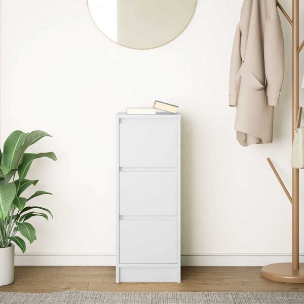 vidaXL kumode, balta, 29,5x34x76 cm, inženierijas koks