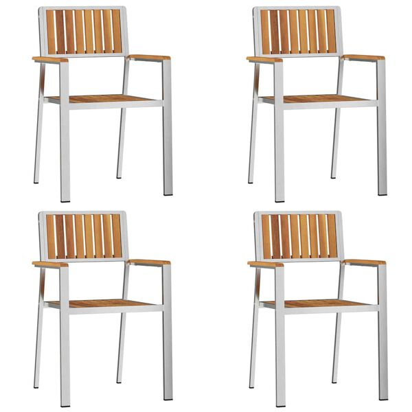 vidaXL Dārza krēsls 4 pcs Brūna 56 x 54,5 x 87 cm Cietā akācijas koks