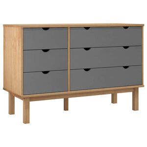 vidaXL atvilktņu skapītis OTTA, brūns, pelēks, 111x43x73,5 cm, priede
