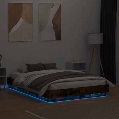 vidaXL gultas rāmis ar LED, ozolkoka krāsā, 120x190 cm