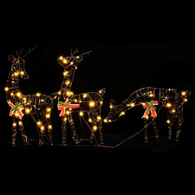 vidaXL Ziemassvētku rotājums, briežu ģimene, 90 cm, silti baltas LED
