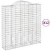 vidaXL arkveida gabiona grozi, 12gb., 200x50x200/220cm, cinkota dzelzs