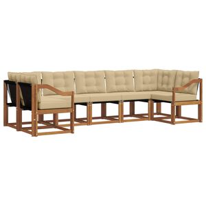 vidaXL Āra dīvānu komplekts ar spilvenu 7 pcs Dabisks un bē&scaron;s