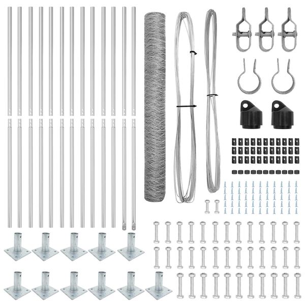 vidaXL Žoga āķis Sudraba 25 x 0,8 m (50 mm siets) Tērauds