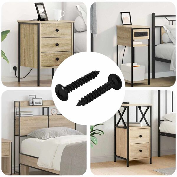 vidaXL Pa&scaron;vītņojamais Nags 2 pcs Melna 4 x 25 mm Tērauds