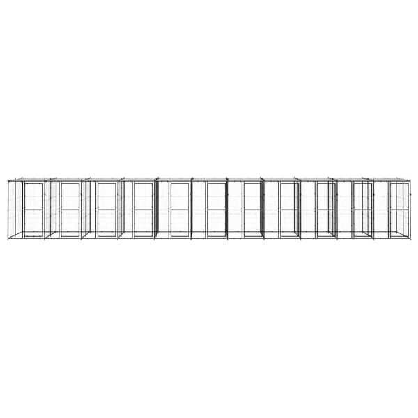 vidaXL suņu voljērs ar jumtu, 26,62 m&sup2;, tērauds