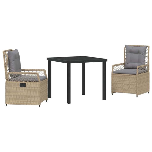 vidaXL Dārza ēdamgalds 3 pcs Bē&scaron;a un gai&scaron;i pelēka poliratāns