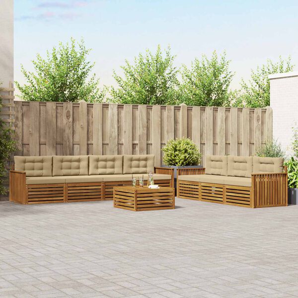 vidaXL Āra dīvānu komplekts ar spilvenu 8 pcs Dabisks un bē&scaron;s