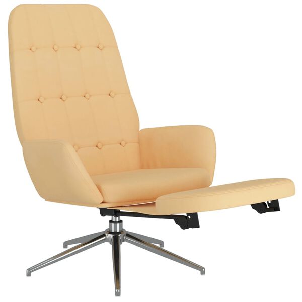 vidaXL atpūtas krēsls ar kāju balstu, krēmkrāsas mikro&scaron;ķiedras audums