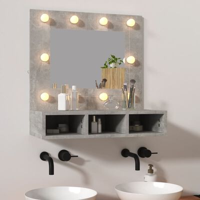 vidaXL spoguļskapītis ar LED, betona pelēks, 60x31,5x62 cm