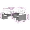 vidaXL 11-daļīgs dārza dīvāna komplekts ar matračiem, pelēks PE pinums