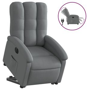 vidaXL elektrisks atpūtas krēsls, paceļams, atgāžams, pelēks audums