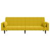 vidaXL 2-vietīga dīvāngulta ar diviem spilveniem, dzeltens samts