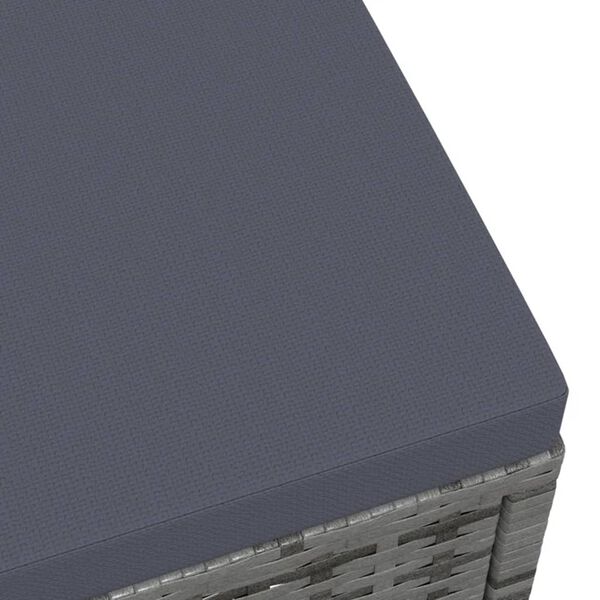 vidaXL dārza sols ar matraci, pelēka PE rotangpalma