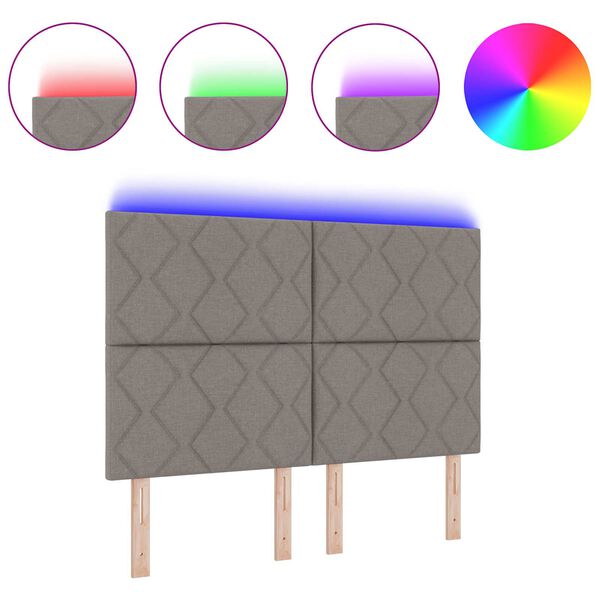vidaXL Galvgalis ar LED sloksnes lukturiem Pelēkbrūna 144 cm audums