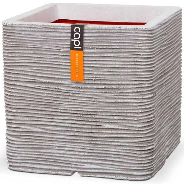 Capi kvadrātveida puķu kaste Nature Rib, 30x30 cm, ziloņkaula, KOFI902