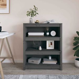 vidaXL grāmatu plaukts, pelēks, 80x35x97 cm, priedes masīvkoks