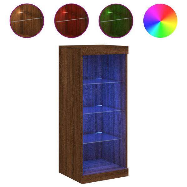 vidaXL kumode ar LED lampiņām, brūna koka krāsa, 41x37x100 cm